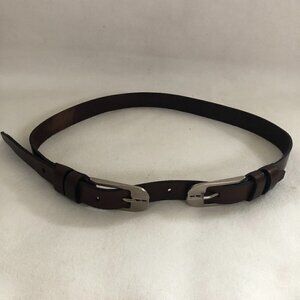 Vintage Womens Genuine Leather Brown Double Buckle Belt Size L?